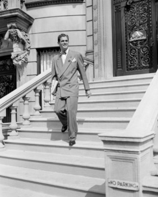Young Man Walking Down Steps Poster Print