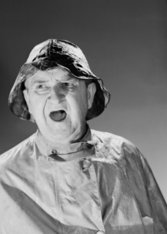 Senior Fisherman Shouting Poster Print - 18 x 24 in.