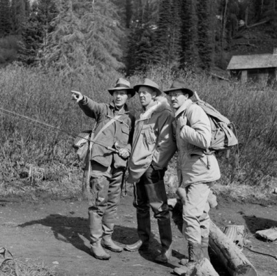 Three Men on Fishing Trip Poster Print - 18 x 24 in.