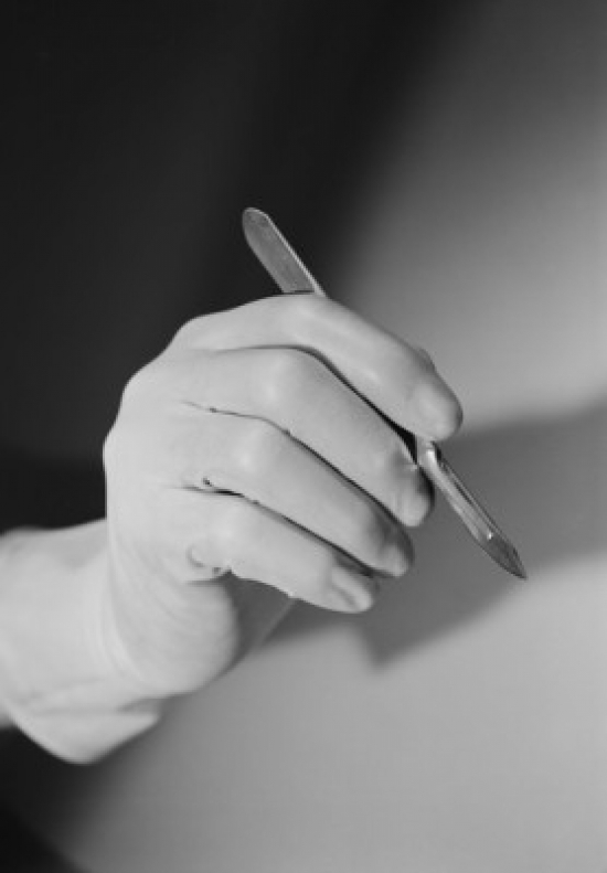 Hand Holding Scalpel Poster Print - 18 x 24 in.