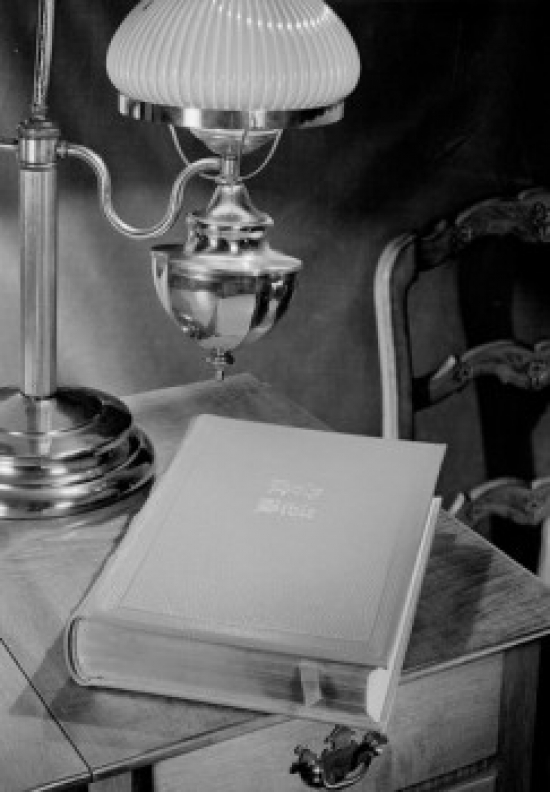 Bible on Bedside Table Poster Print - 18 x 24 in.