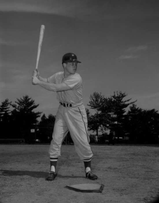 Baseball Player Holding Bat & Waiting for Ball Poster Print - 18 x 24 in.