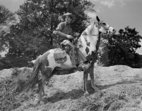 Cowboy Horseback Riding Poster Print - 18 x 24 in.