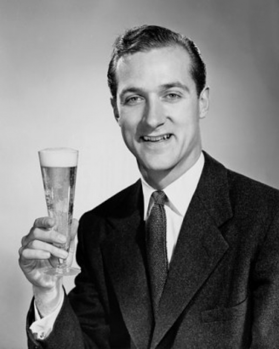 SAL2554219 Portrait of a Mid Adult Man Holding a Glass of Beer Poster Print - 18 x 24 in.