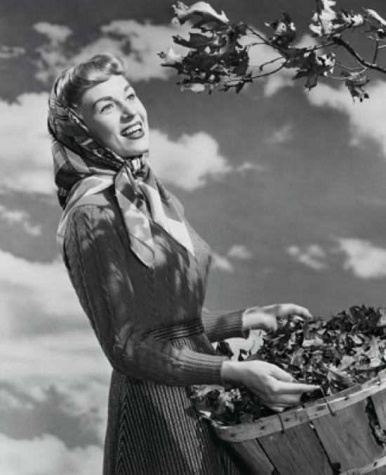 SAL25542200 Side Profile of a Young Woman Holding a Basket Poster Print - 18 x 24 in.