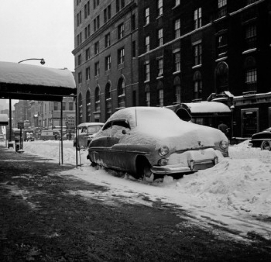 Parked Auto in Snow Poster Print - 18 x 24 in.