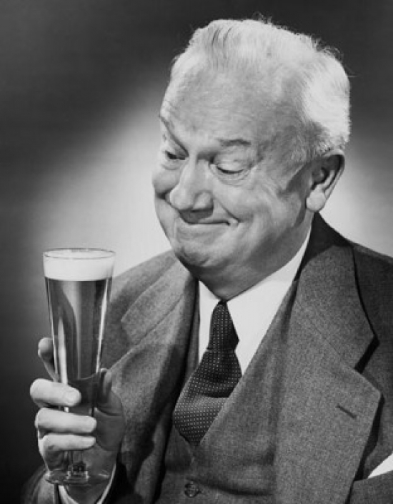 SAL2554224 Close-Up of a Senior Man Holding a Glass of Beer Poster Print - 18 x 24 in.