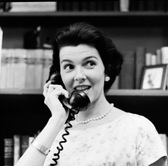Woman Talking on Phone Poster Print - 18 x 24 in.