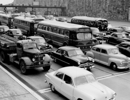 SAL255422498 USA New York Heavy Traffic on the Broad Ramp Approach to the Lincoln Tunnel Poster Print - 18 x 24 in.