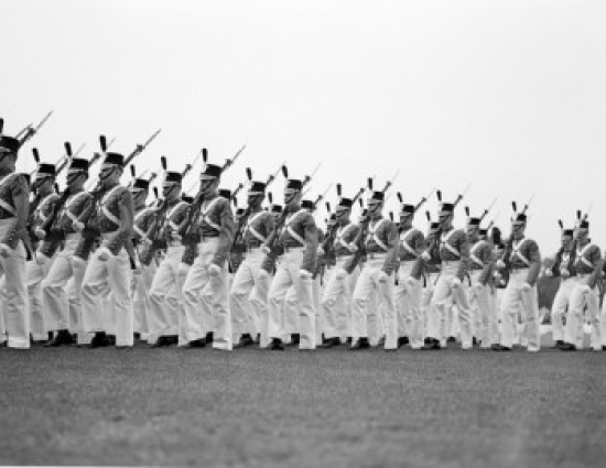 Soldiers Marching in Parade Formation Poster Print - 18 x 24 in.