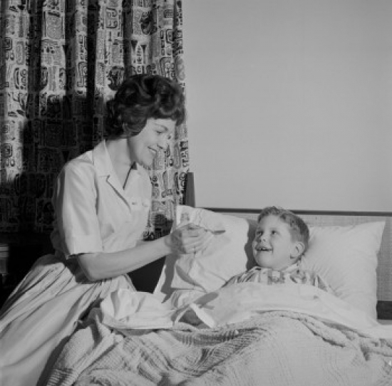 Mother & Son Going to Bed Poster Print - 18 x 24 in.