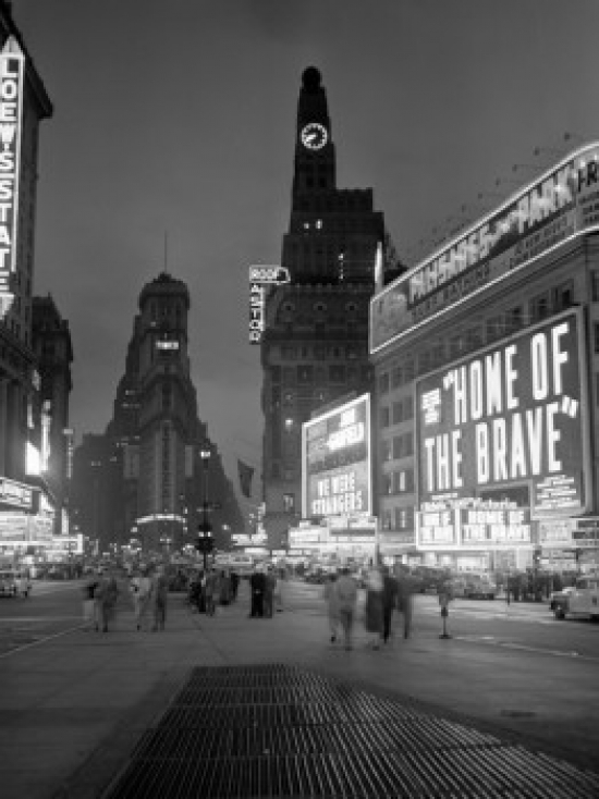 SAL255424009 USA New York State New York City Times Square at Night 1949 Poster Print - 18 x 24 in.