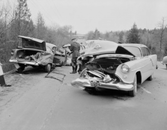 Motorway Accident Aftermath Poster Print - 18 x 24 in.