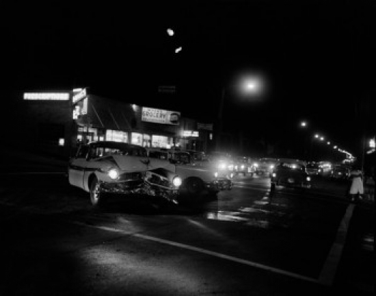 Car Crash During Night Poster Print 18 x 24 in.