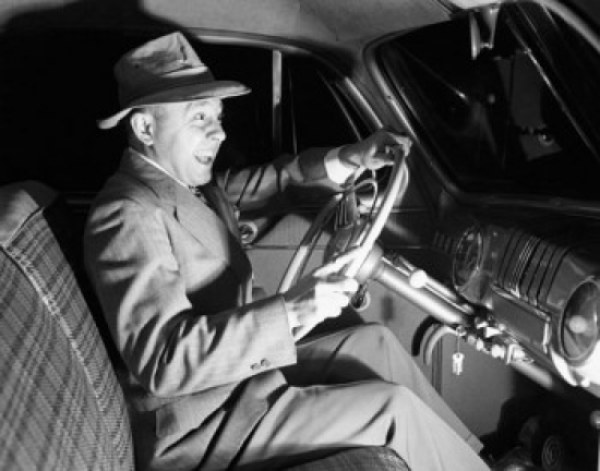 Man Driving a Car Poster Print - 18 x 24 in.