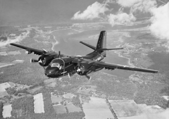 SAL25544010 High Angle View of a Military Airplane in Flight S2F Sub-Killer Poster Print - 18 x 24 in.