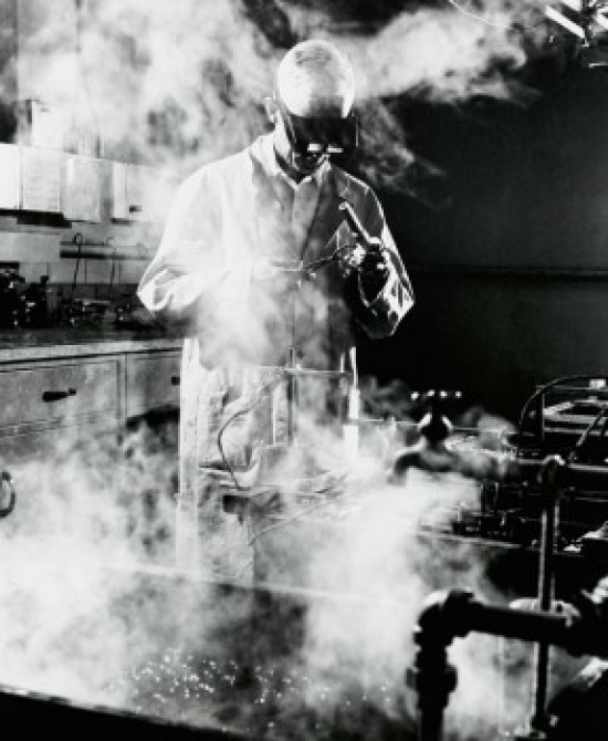 Technician Plating a Measuring Device Measurements Laboratory General Electric Lynn Massachusetts USA Poster Print - 18 x 24 in.