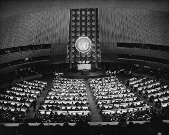 High Angle View of the General Assembly United Nations Building New York City New York State USA Poster Print - 18 x 24 in.