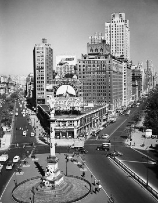 High Angle View of a Town Square Columbus Circle Manhattan New York City New York USA Poster Print - 18 x 24 in.