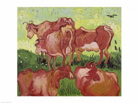 Cows 1890 Poster Print by Vincent Van Gogh - 24 x 18 in.