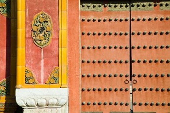 Inner Courtyard Doors the Forbidden City Beijing China Poster Print by Walter Bibikow Danitadelimont - 35 x 23 in.
