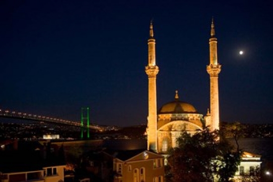 Mecidiye Mosque Bosphorus Bridge Ortakoy Istanbul Poster Print by Ali Kabas - 26 x 18 in.