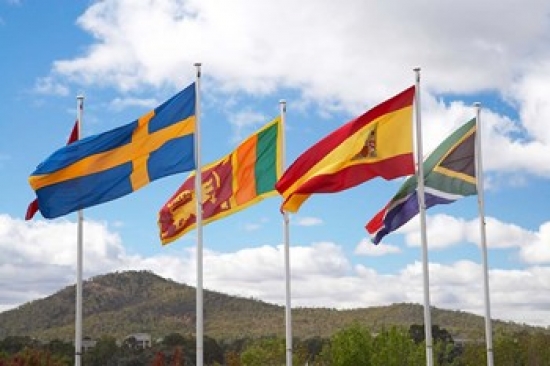 Australia International Flags Commonwealth Place Poster Print by David Wall - 26 x 17 in.
