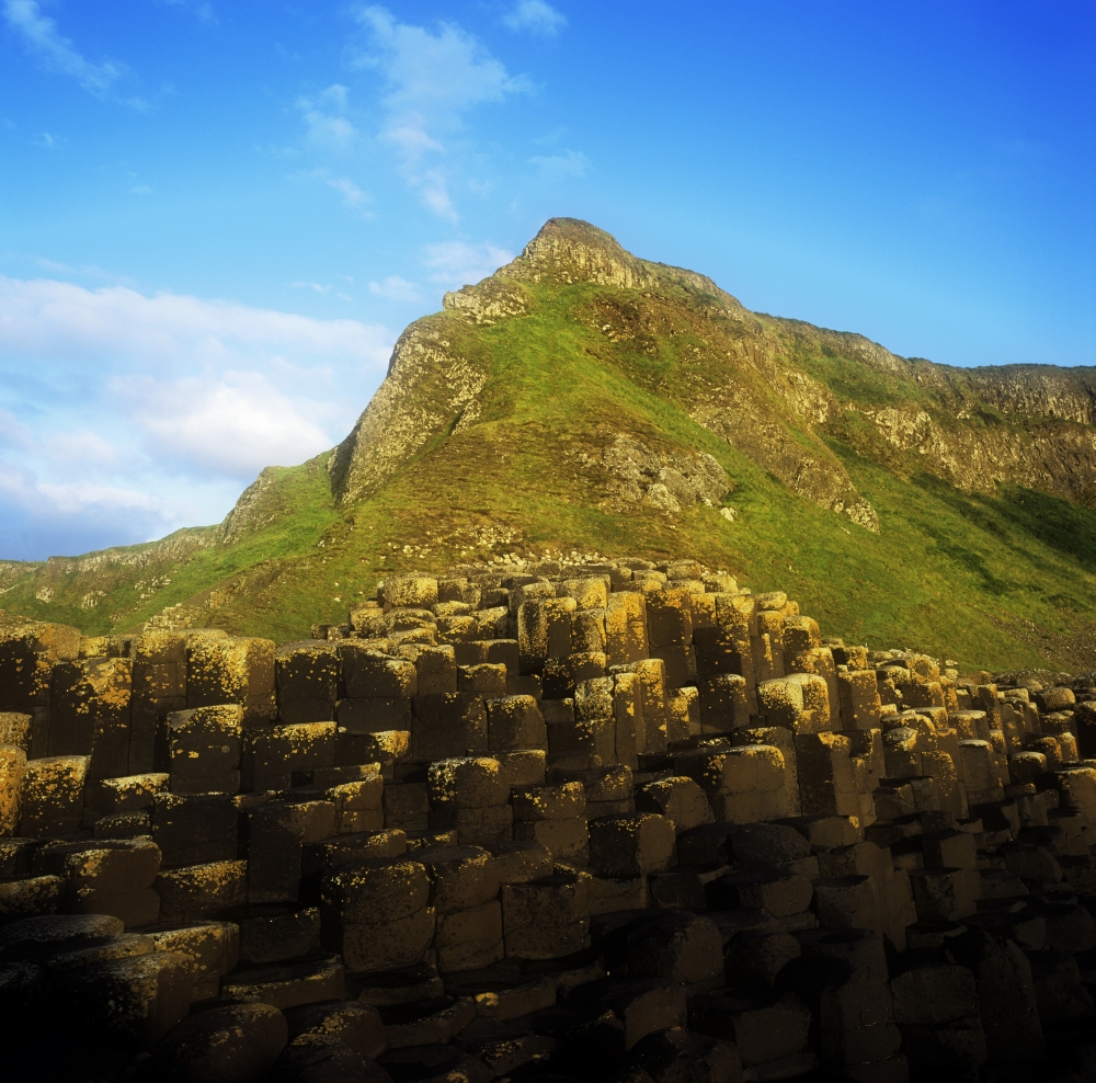 DPI1798459 Basalt Rock Formations Near A Mountain Giants Causeway County Antrim Northern Ireland Poster Print by The Irish Image Collection, 14 x 14
