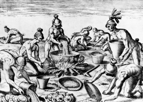 Natives Prepare a Feast by Unknown Artist Poster Print - 18 x 24 in.