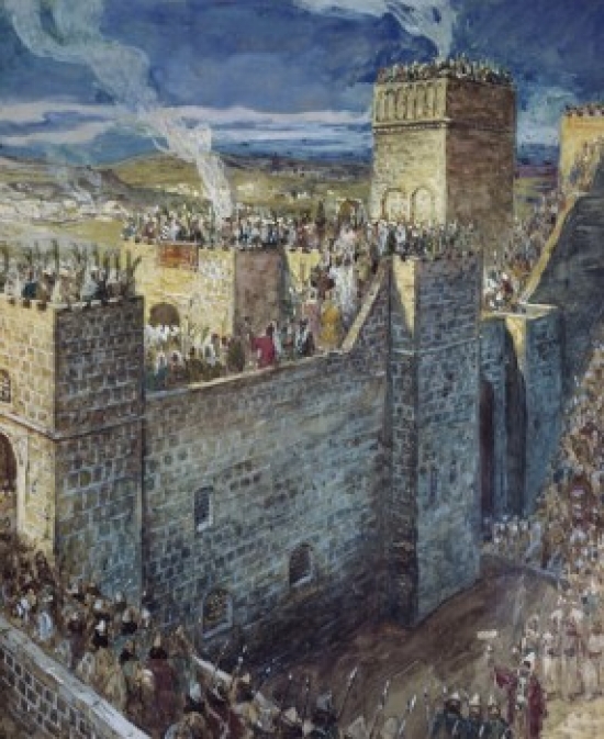 SAL999383 The Procession on the Walls of Jerusalem James Tissot 1836-1902 French Jewish Museum New York Poster Print - 18 x 24 in.