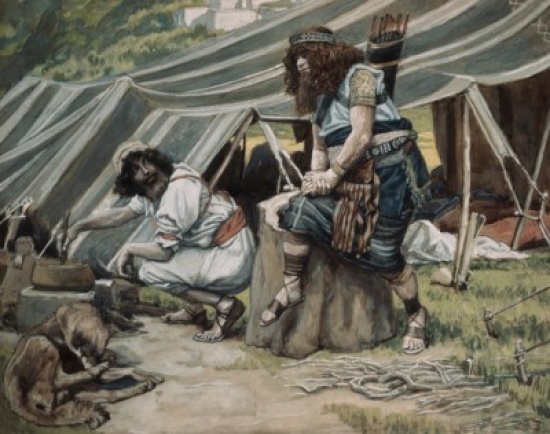 The Mess of Pottage James Tissot 1836-1902 French Jewish Museum New York City Poster Print - 18 x 24 in.