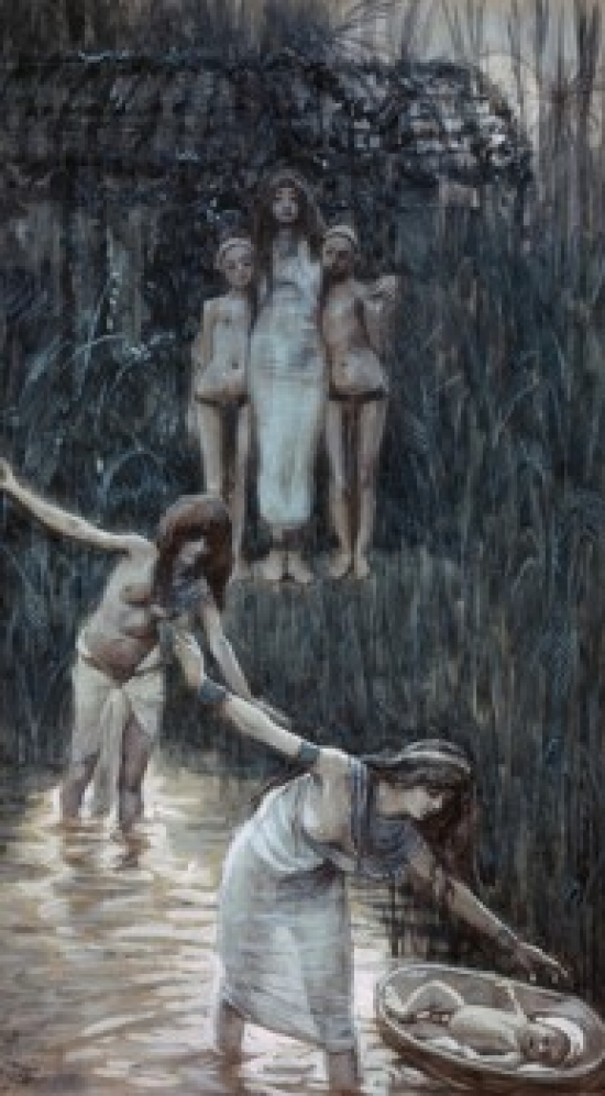 Pharaohs Daughter Has Moses Brought to Her James Tissot 1836-1902 French Jewish Museum New York City Poster Print - 18 x 24 in.