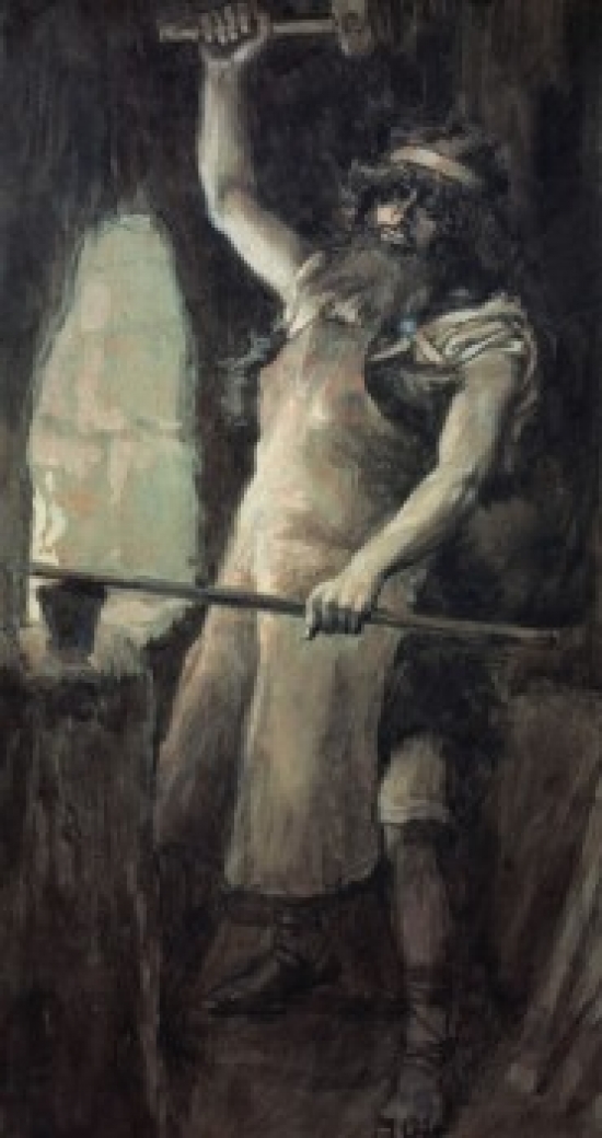 Tubal-Cain James Tissot 1836-1902 French Jewish Museum New York City Poster Print - 18 x 24 in.