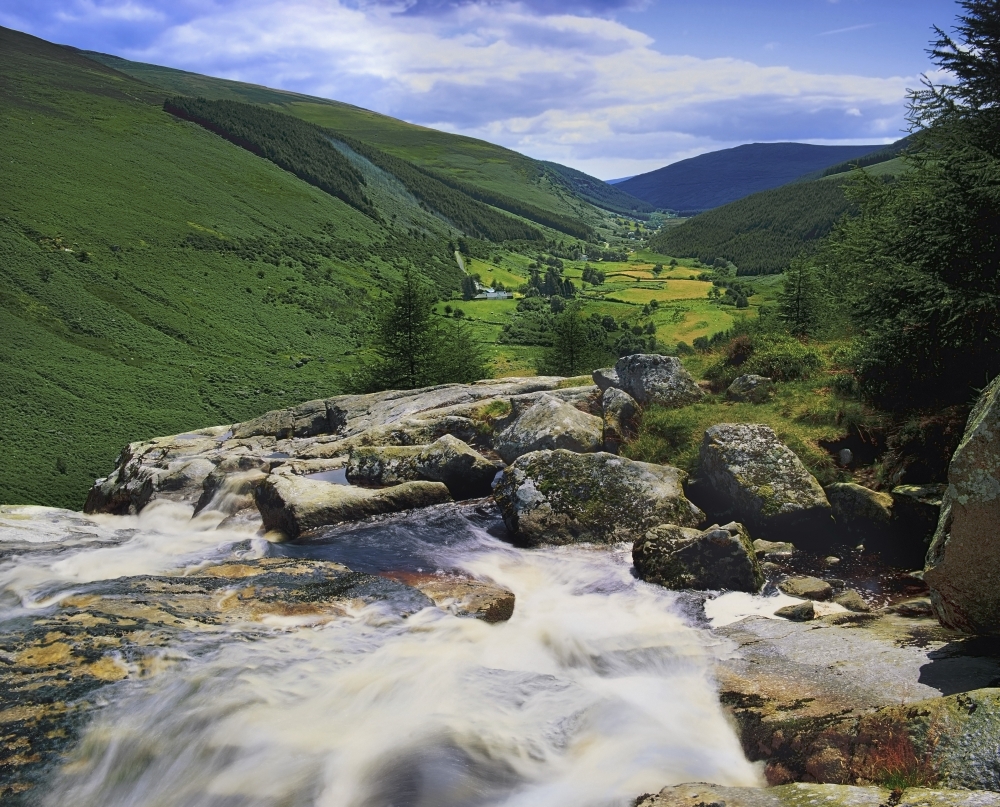 Glenmacnass County Wicklow Ireland - River Flowing Through Valley Poster Print by The Irish Image Collection - 34 x 26 - Large