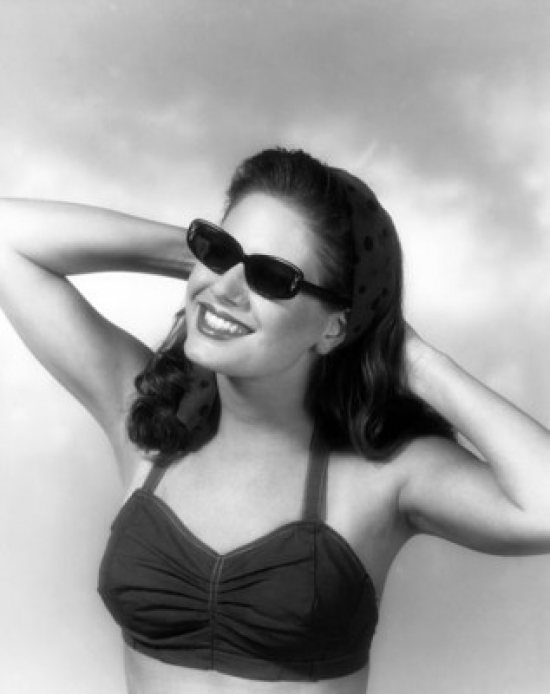 SAL2941122 Close-Up of a Young Woman Smiling with Her Hands Behind Her Head Poster Print - 18 x 24 in.