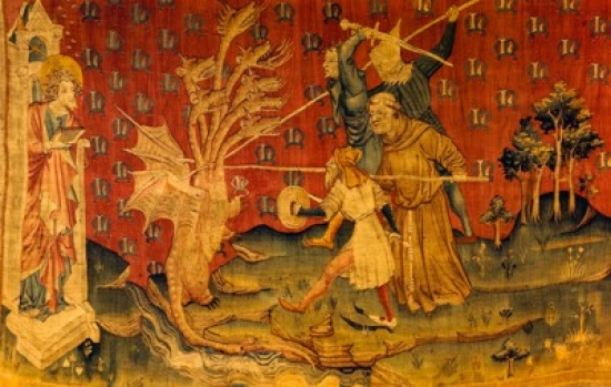 Apocalypse - Seven Headed Dragon Tapestry & Textiles Poster Print