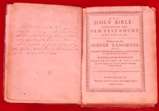 Title Page of Eliot Bible USA New York New York City American Bible Society 1668 A.D. Poster Print 18 x 24 in.