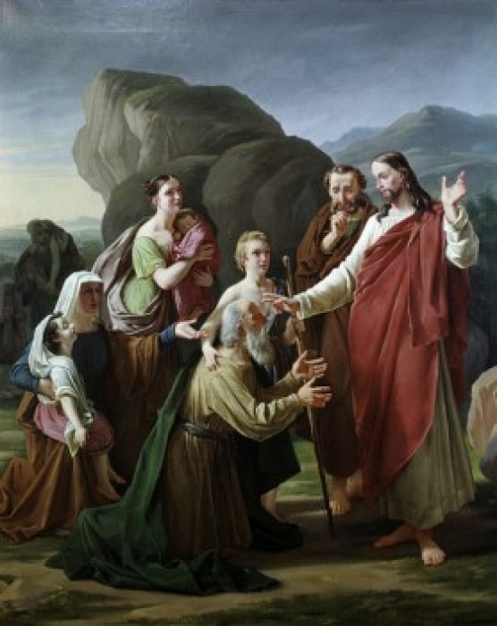 Christ Healing the Blind Martinus Christian Wedseltoft Rorbye 1803-1848 Danish Poster Print - 18 x 24 in.