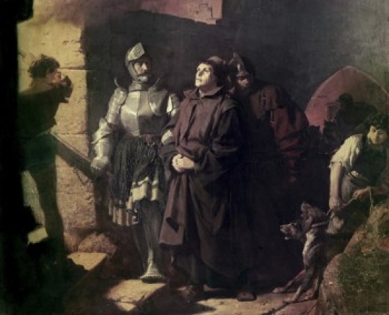 Martin Luthers Arrival in Wartburg Freidrich Paul Thumann 1834-1903 German Poster Print - 18 x 24 in.