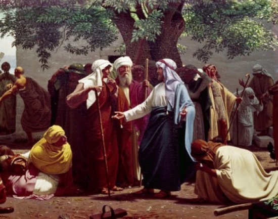 Jesus Hears St John the Baptist Calling From Jail by Christen Dalsgaard Oil on Canvas 1824-1907 Poster Print - 18 x 24 in.