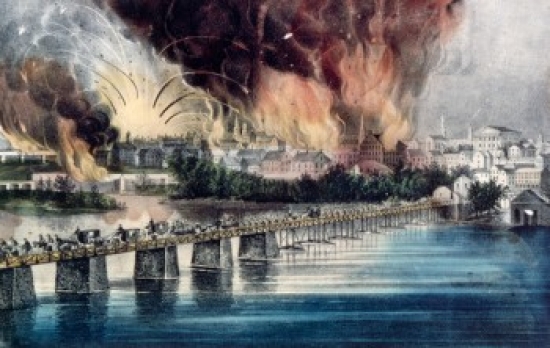 The Fall of Richmond on the Night of April 2nd 1865 From Currier & Ives Color Lithograph 1834-1907 USA Poster Print - 18 x 24 in.