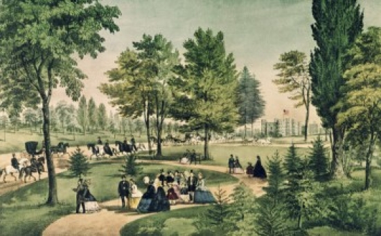 Central Park -The Drive Currier & Ives Active 1857-1907 American Lithograph Poster Print - 18 x 24 in.