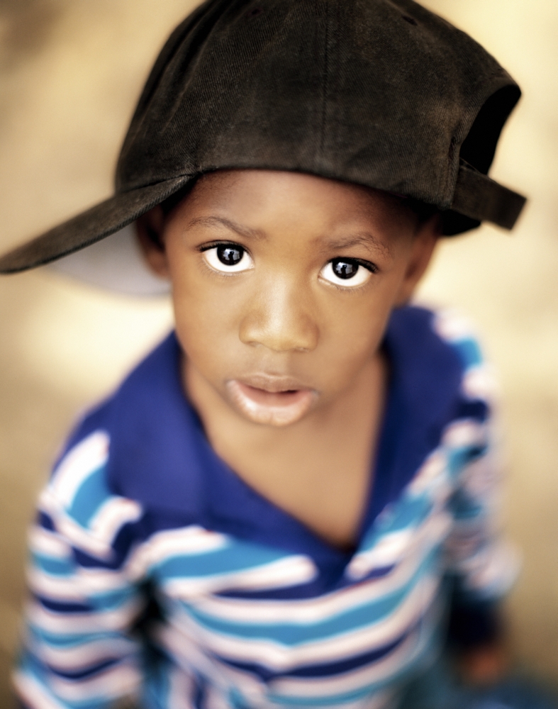 DPI1806397LARGE Boy Wearing Over Sized Hat Sideways Poster Print by Ron Nickel, 26 x 34 - Large