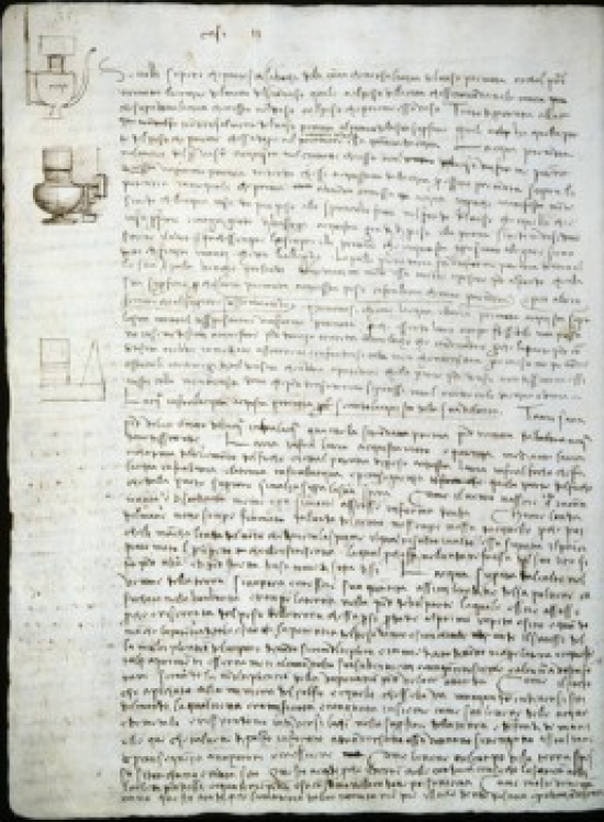 Codex Leicester-Water Pressure Theories Leonardo da Vinci 1452-1519 Italian Drawing Armand Hammer Foundation Poster Print - 18 x 24 in.