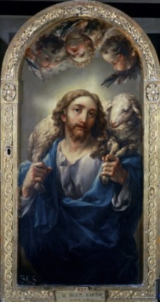 SAL900214 The Good Shepherd El Buen Pastor 1801 Vicente L Pez Y Porta a 1772-1850 A Museum of Fine Arts, Valencia, Spain Poster Print