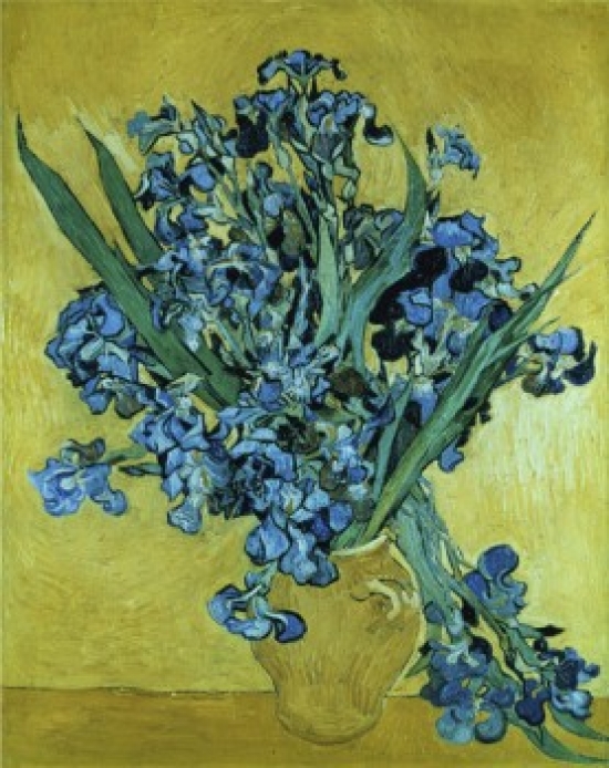 Still Life with Irises Against a Yellow Background 1890 Vincent Van Gogh 1853-1890 Dutch Oil on Canvas Van Gogh Poster Print - 18 x 24 in.