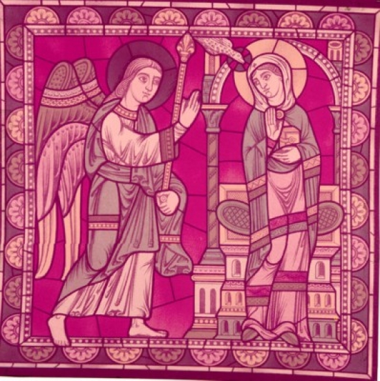 Annunciation Stained Glass Window France Chartres Chartres Cathedral 12th Century Poster Print - 18 x 24 in.