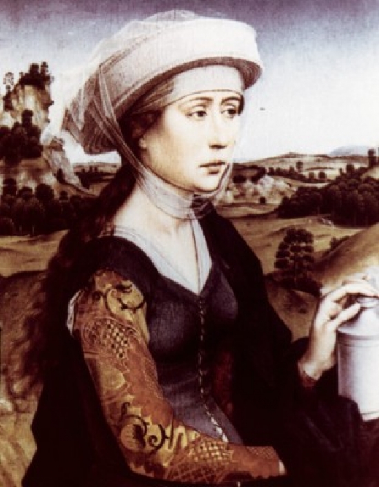Braque Triptych St Mary Magdalene Right Panel by Rogier Van Der Weyden Oil on Panel Circa 1450 1399-1464 France Poster Print - 18 x 24 in.