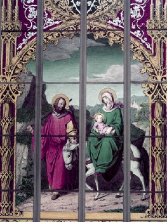 SAL9008267 Flight Into Egypt the 19th C. 19th C. German School Stained Glass Poster Print - 18 x 24 in.