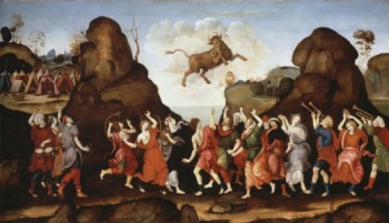 SAL900828 Worship of the Egyptian Bull-God Apis Golden Calf Filippino Lippi 1457-8-1504 Italian National Gallery London Poster Print - 18 x 24 in.